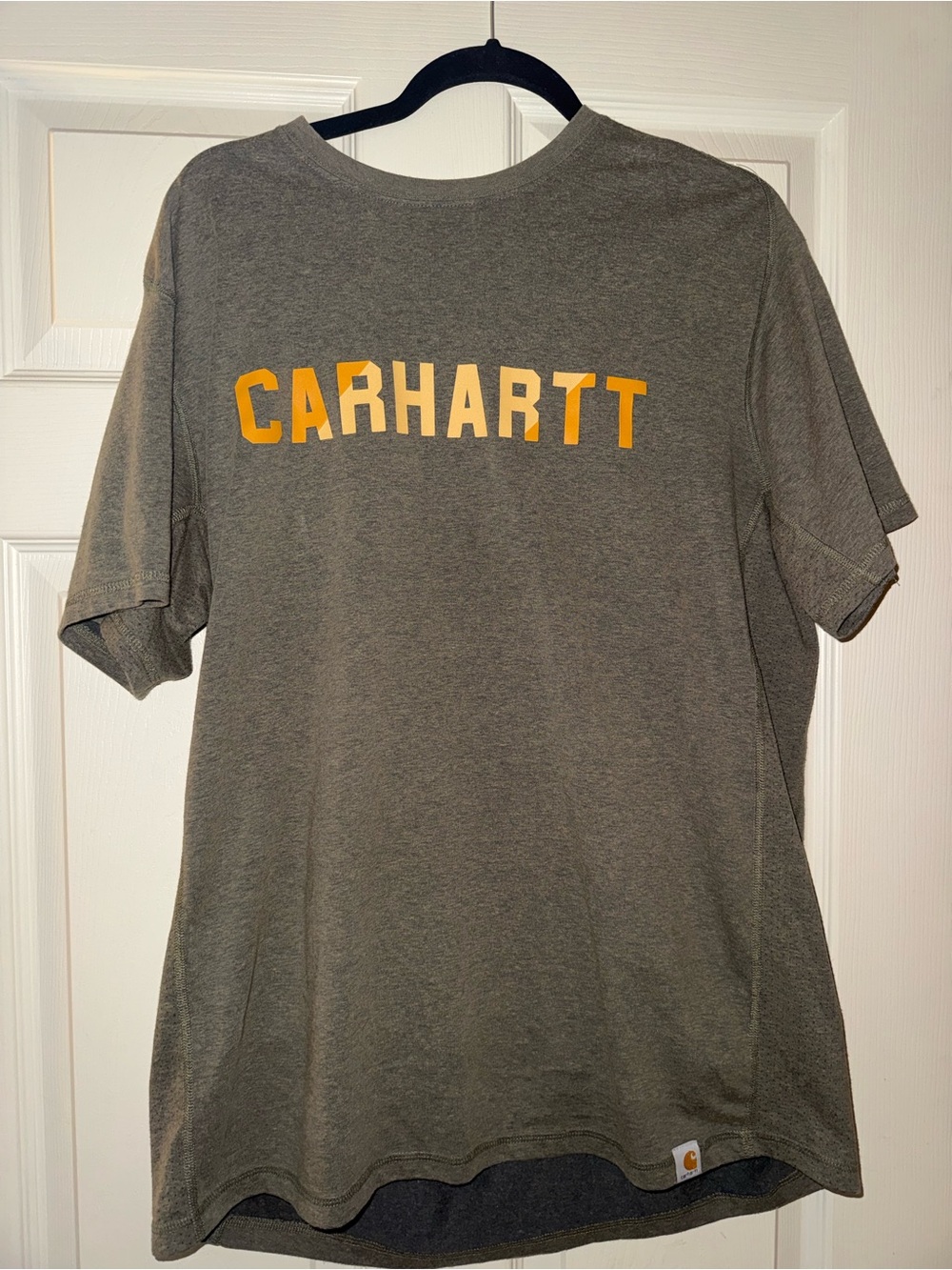 Carhartt Olive Tee with Orange Logo Tag
